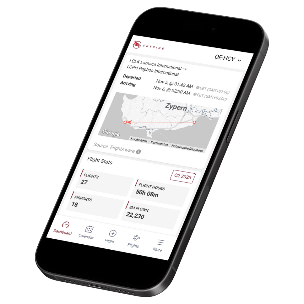 Get the full picture of your aircraft's activities with Skyside's Owner Portal App. This user-friendly app offers a straightforward way to monitor your aircraft's current status, track expenses, and view earnings, all from the convenience of your mobile device.